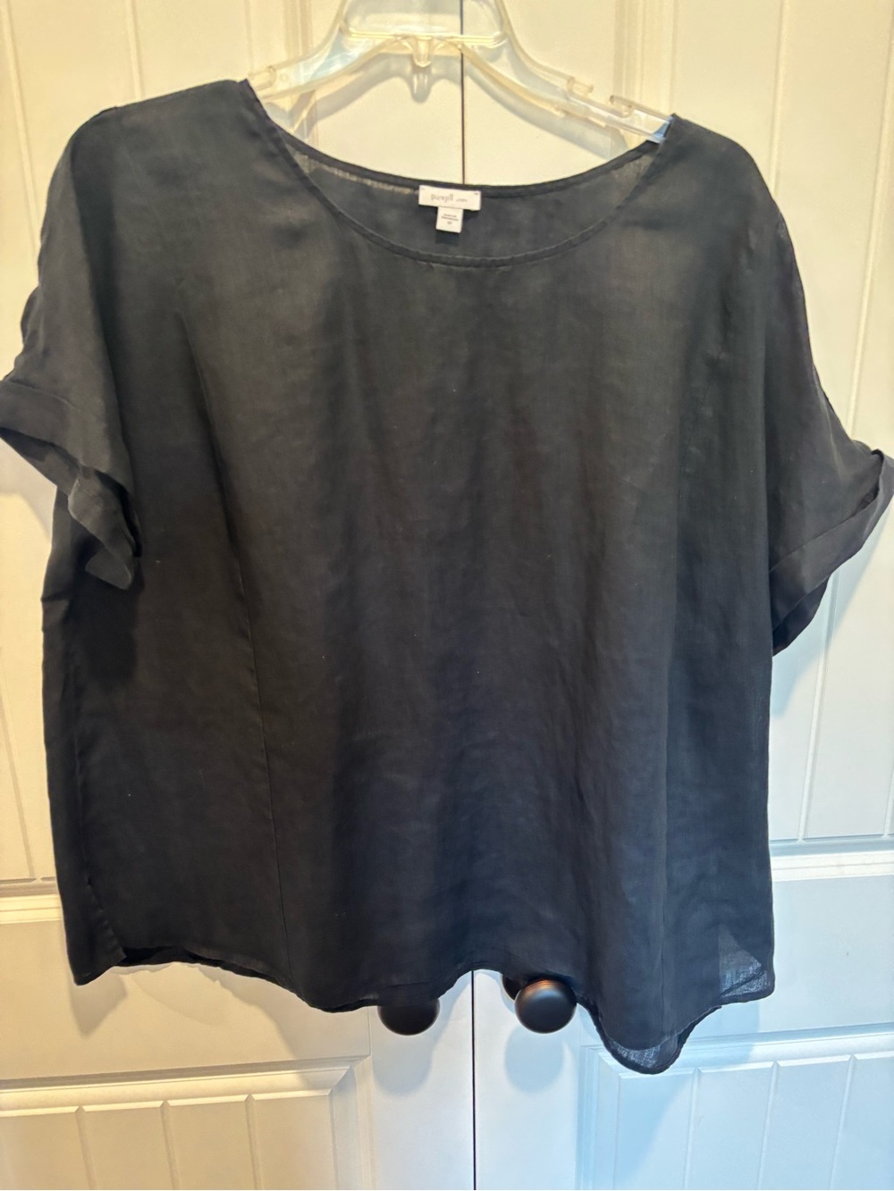 J. Jill Black Relaxed Linen Scoop Neck Blouse
